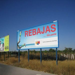 valla publicitaria papel azul